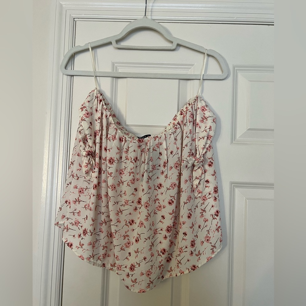 Floral Off the Shoulder Tie Sleeve Top